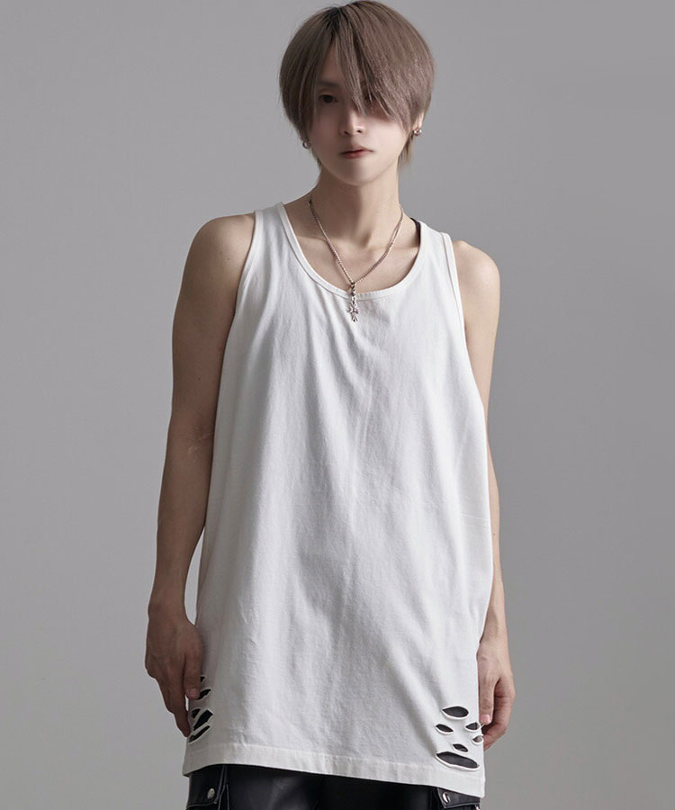 CavariA（キャバリア） タンクトップ メンズ 綿 ロング丈 ノースリーブ