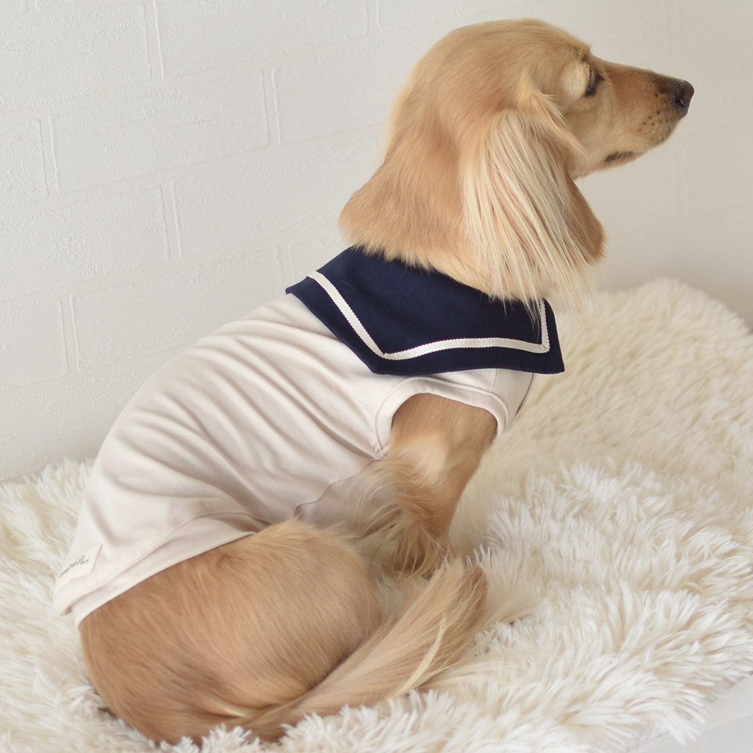 ダックスサイズ セーラー タンクトップ 名入れ 刺繍 犬 服 snowdrop