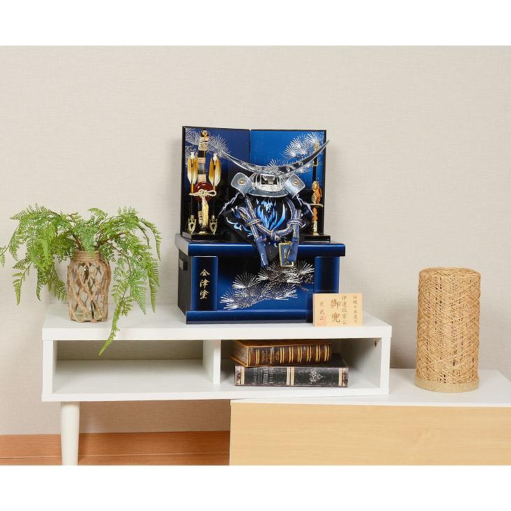 No.501-68 五月人形 コンパクトにしまえる収納型兜飾り 12号 青銀