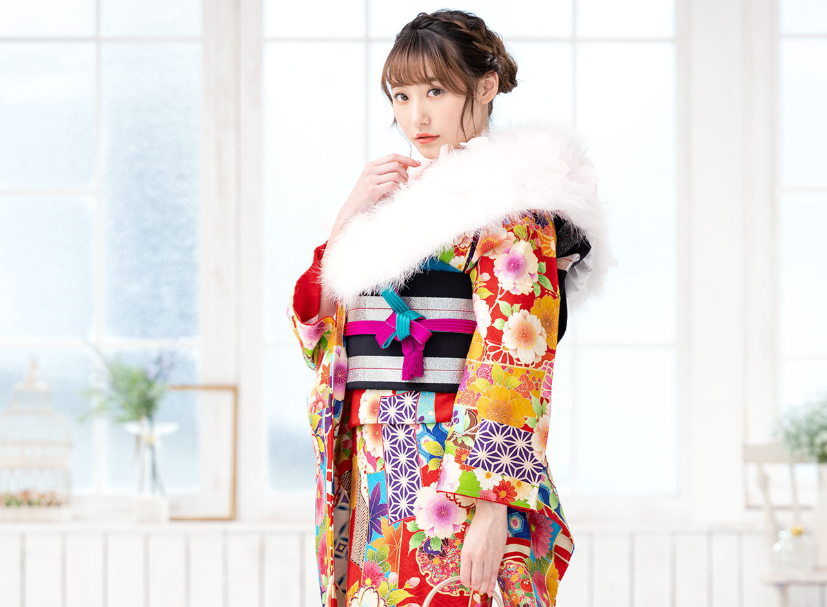 振袖 帯締め 半襟 セット 成人式 販売 日本製 7点セット 絵羽柄 赤系