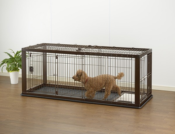 リッチェル 木製スライドペットサークル レギュラー ダークブラウン