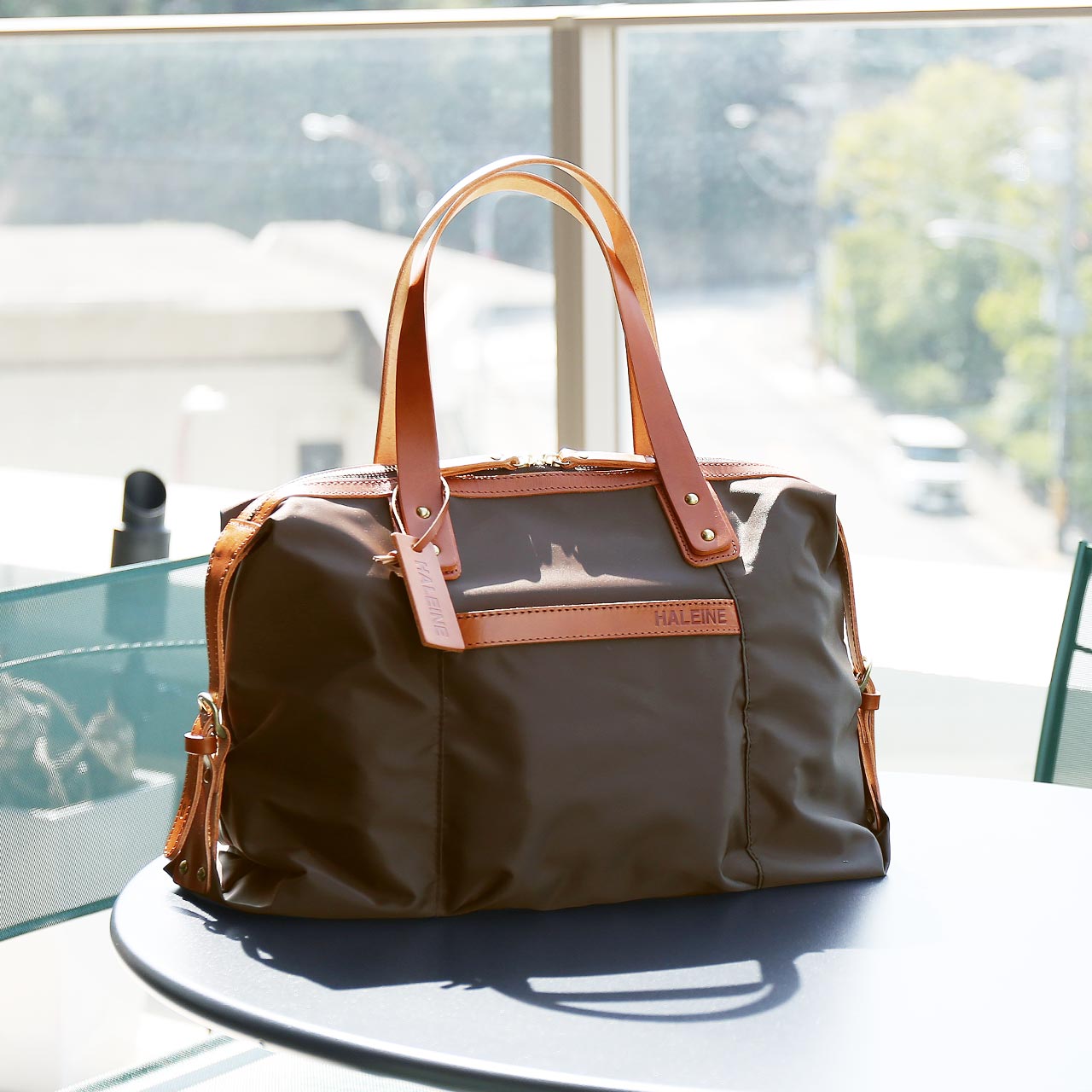 HALEINE ブランド 日本製 ナイロン 栃木レザー ミニ ボストン バッグ