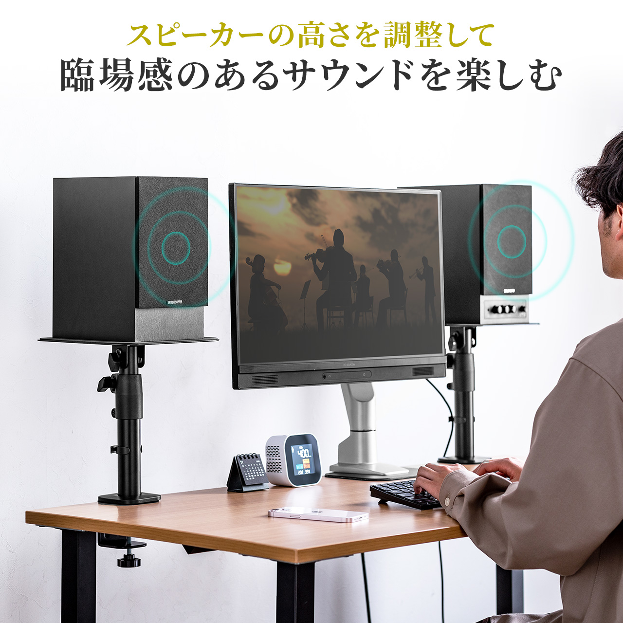 SANWA SUPPLY（サンワサプライ） スピーカースタンド クランプ 卓上