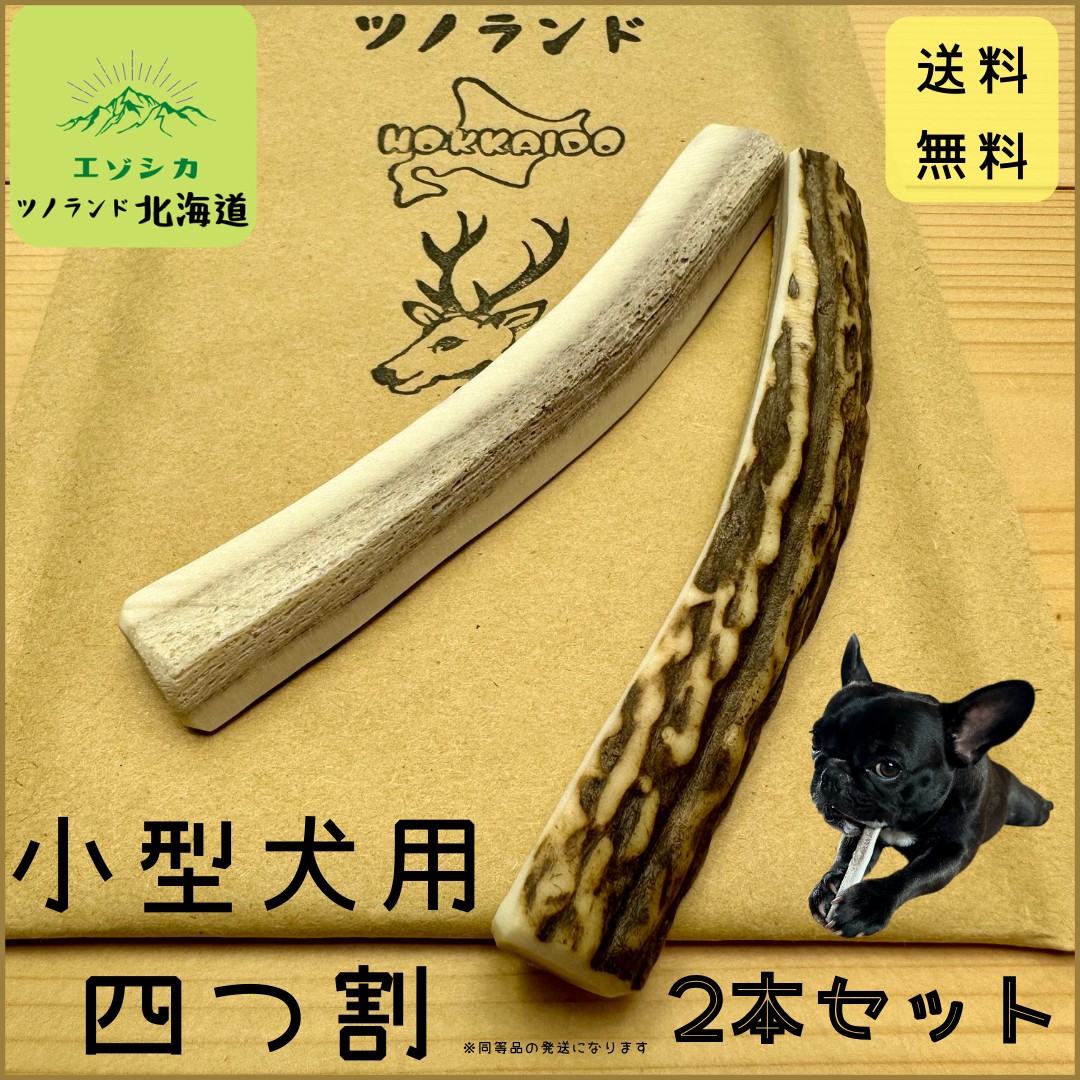 小型犬用 鹿の角 Sサイズ四つ割2本セット ガジガジくん 犬のおもちゃ