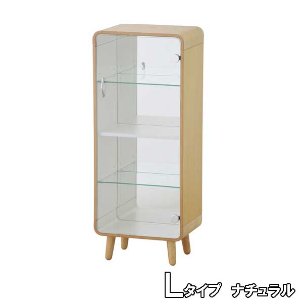 キャビネット 木製 奥行き25cm ガラス扉 北欧 Lタイプ コレクション