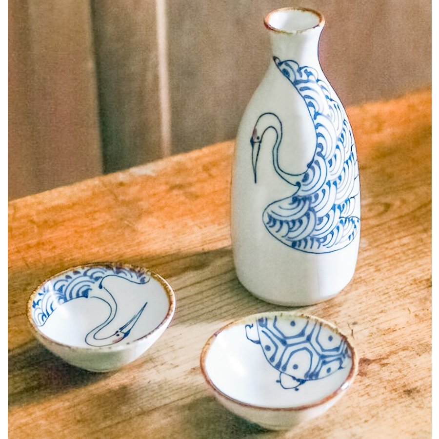 九谷焼 晩酌セット 金箔山桜に鳥 徳利 おちょこ 酒器 おしゃれ 陶器