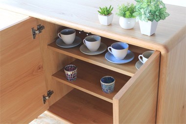 大川家具 サイドボード 幅121cm ウォールナット オーク 節あり木目 角