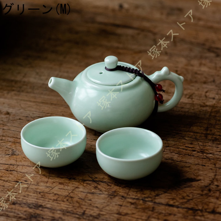 緑泥万古焼き 手造り急須と お揃いの湯冷まし 2点セット 緑泥万古焼き