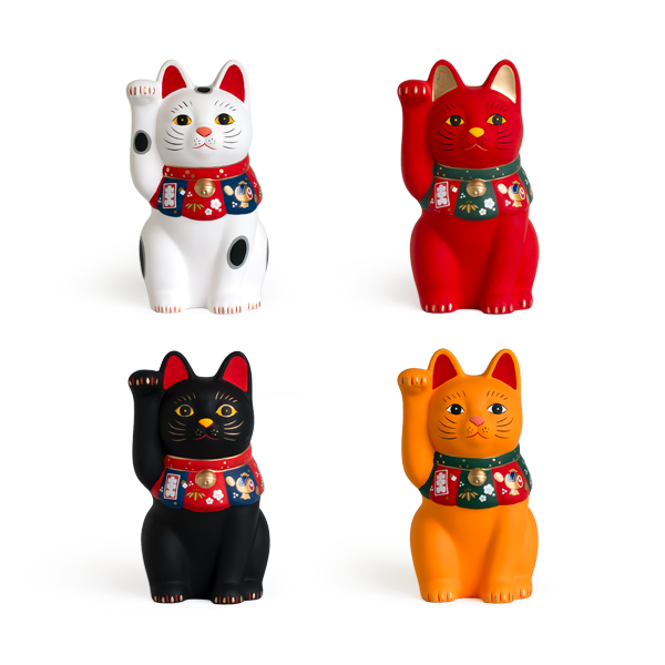 招き猫 l 福づくし 大 右手 瀬戸焼 日本製 ネコ ねこ まねき猫 縁起物