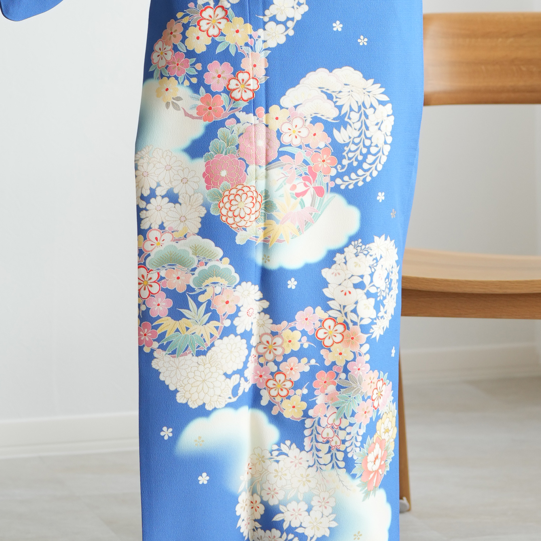 訪問着 レンタル おしゃれ 20点セット JAPAN STYLE 着物 花 青系 卒業