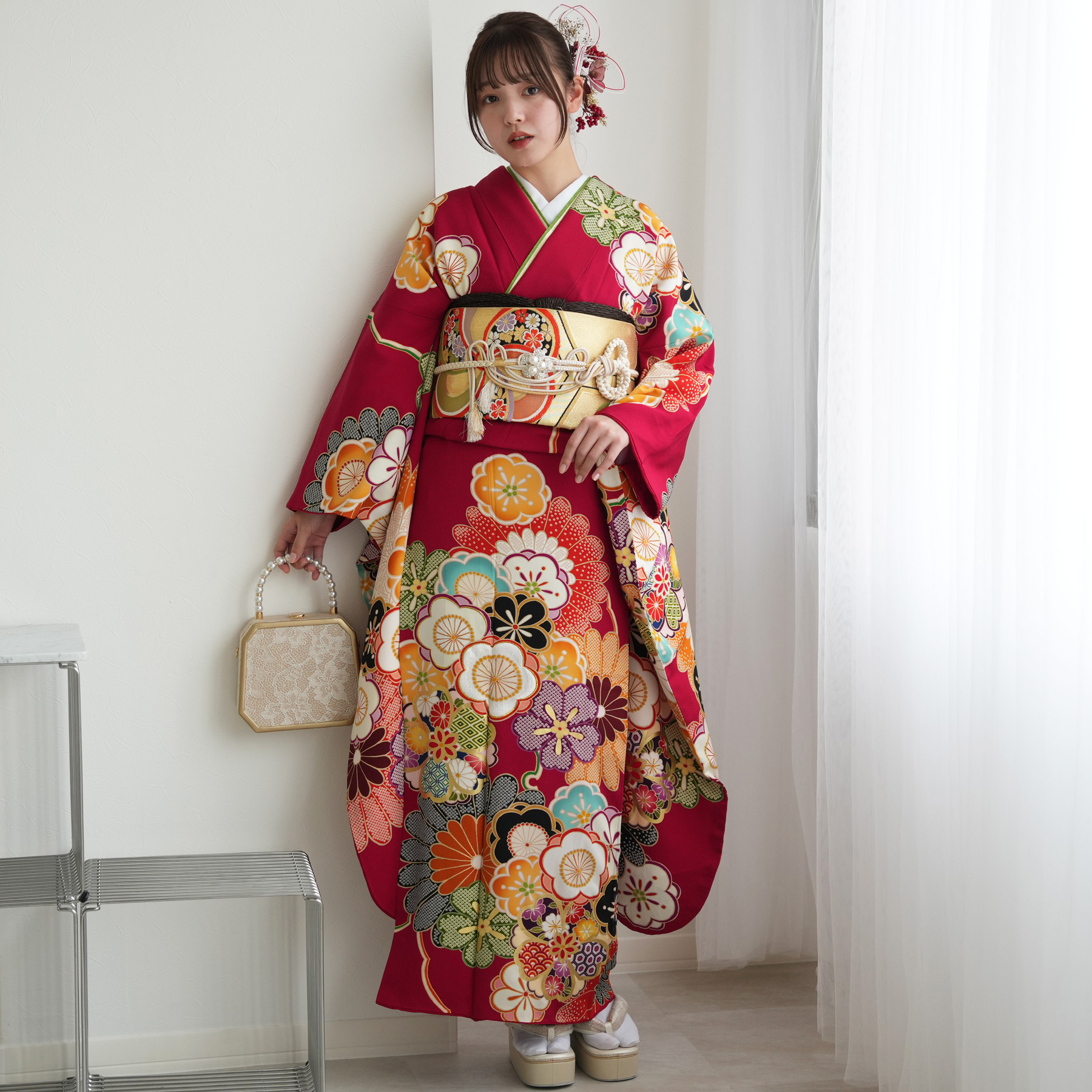 ふ25 振袖フルセット 振袖セット 成人式 振袖 正絹 レトロ ふ25 振袖