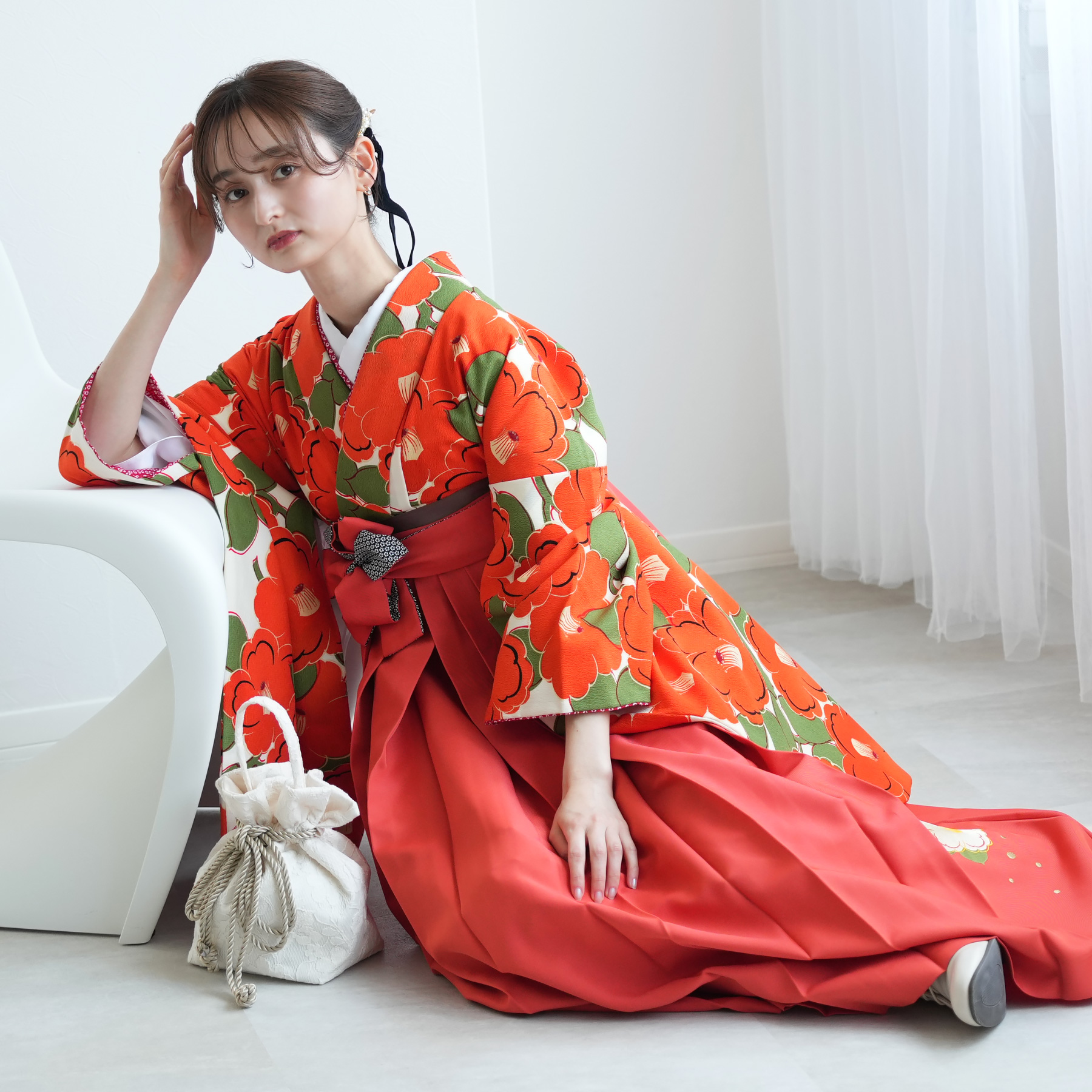 袴 レンタル 卒業式 2尺袖着物 17点セット 九重 レトロモダン系 袴