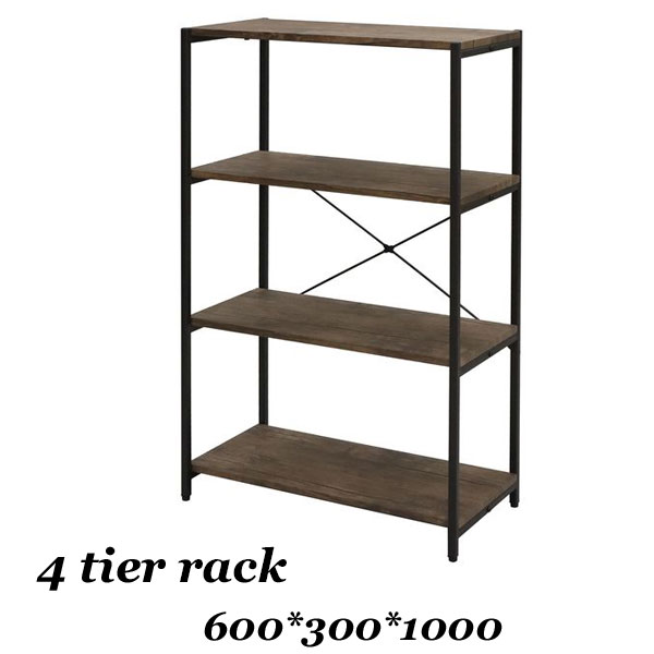 オープンラック 4段 木製 アイアン 幅60 奥行30 高さ100 ヴィンテージ