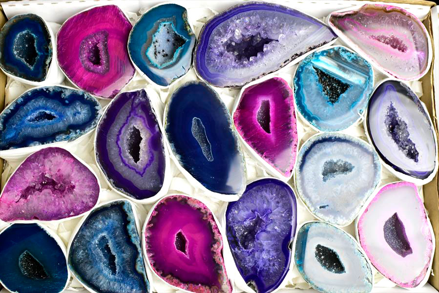 お得なBOX販売 アゲート カラー ジオード 晶洞 約3.26kg(19個セット