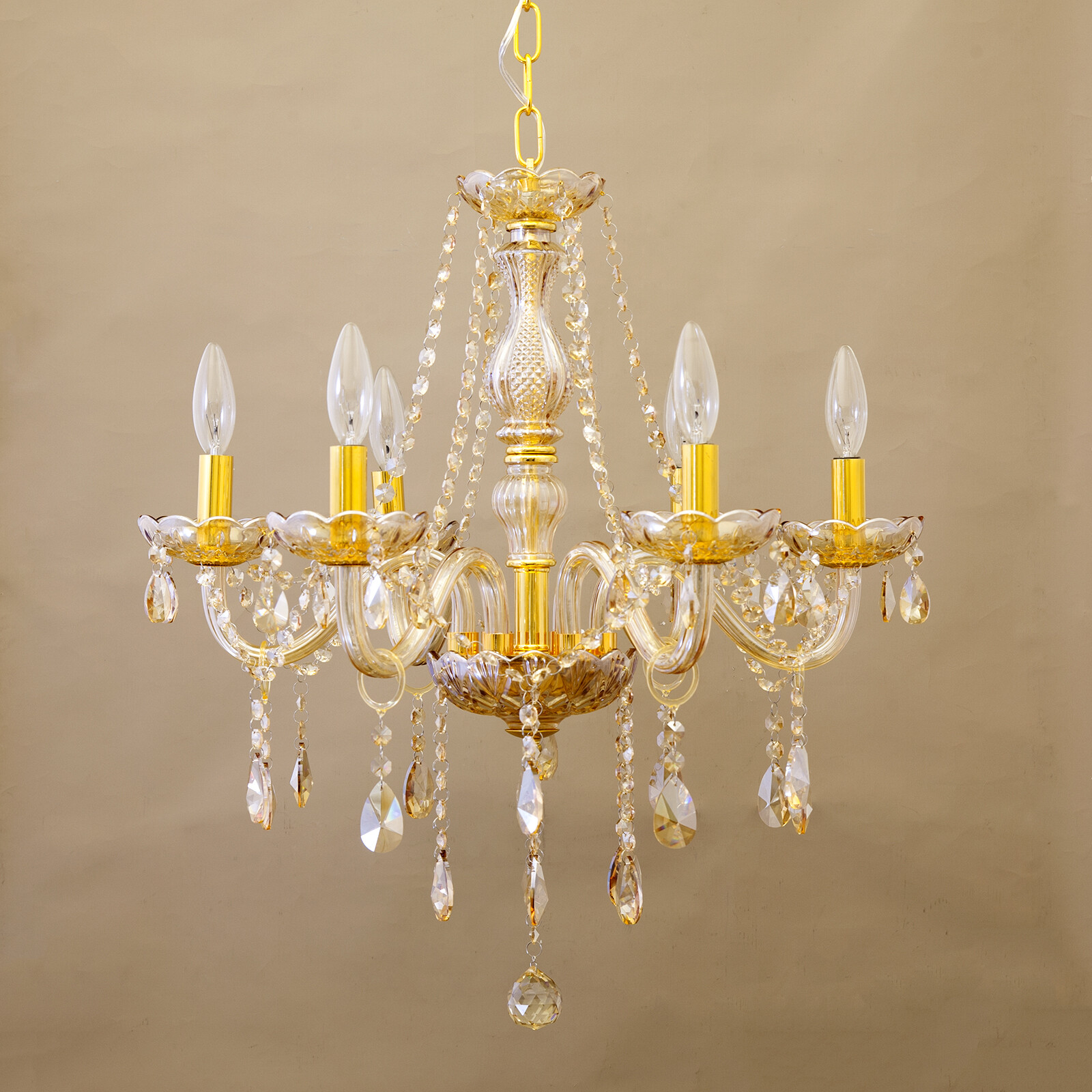 ゴールドクリアシャンデリア 6灯 【公式通販】