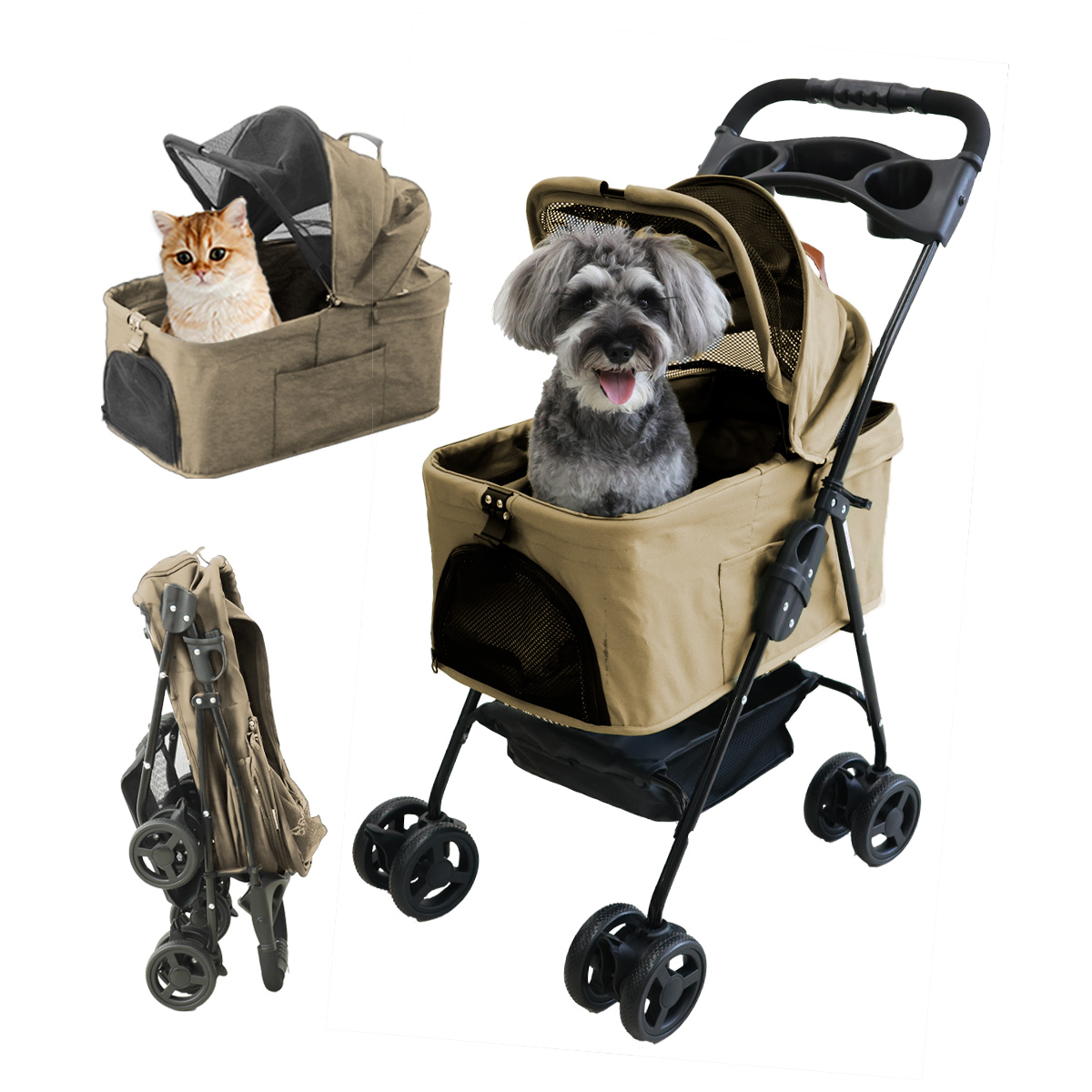 ペットカート 折りたたみ式 リサとガスパール 適応体重12kg バック内28