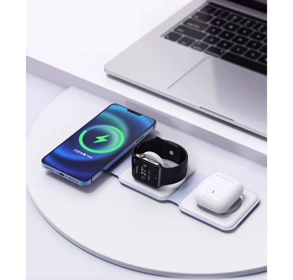 ワイヤレス充電器 3in1 折りたたみ Qi充電器 急速充電 マグネット充電