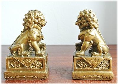 魔除け真鍮製の獅子の置物[2体セット]開運風水グッズ 風水置物 魔除け