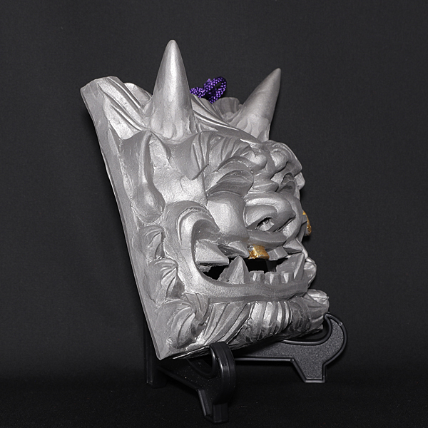 現代の名工 菊間瓦 鬼瓦 大笑鬼 紫 鬼の置物 いぶし銀 鬼師 伝統工芸品