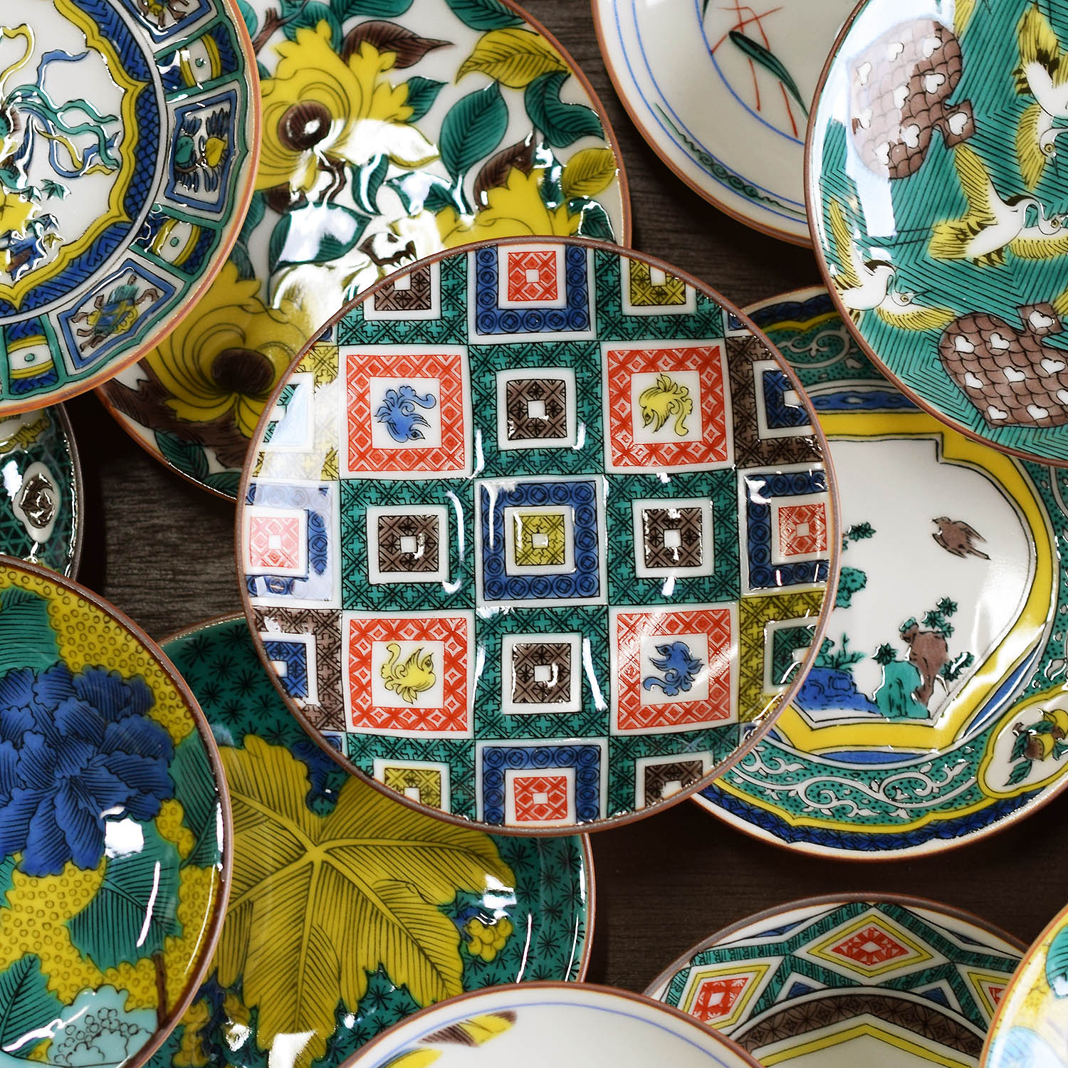 九谷焼 色絵 豆皿 7枚 [B23324] 人物 まめ皿 小皿 古玩 古美術 九谷焼