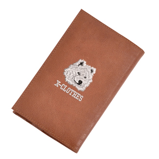 リアル 犬 猫 刺繍 ワンポイント 本革 ブックカバー 新書サイズ 四六