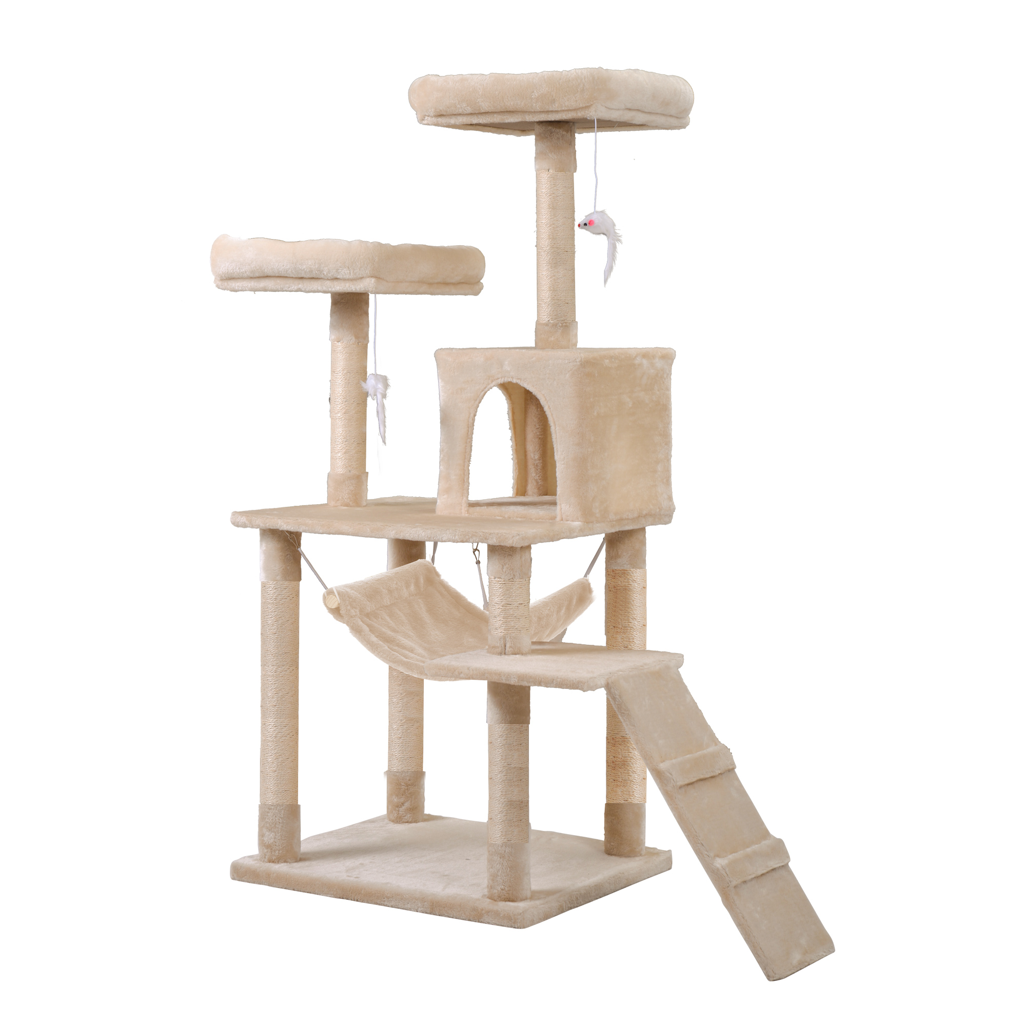 キャットタワー 据え置き ハンモック付き 全高145cm おしゃれ 爪とぎ