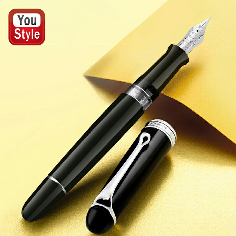 未使用 AURORA アウロラ 万年筆 14K 585 M オールブラック 中字 7484