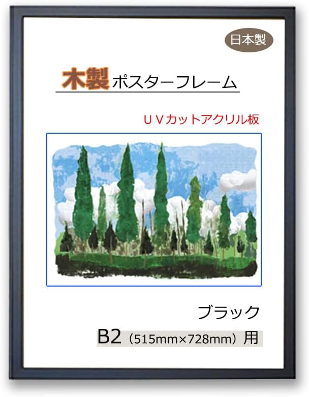 ゆがみにくいクリアに飾る額縁 ポスターフレーム B2（515x728