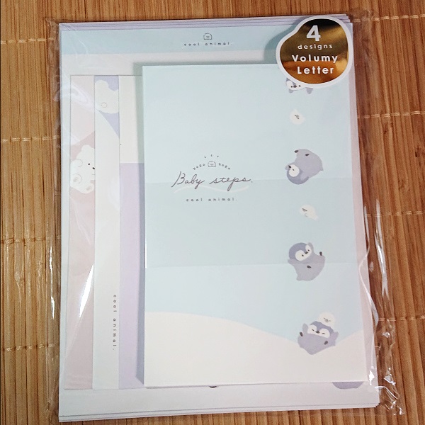 ペンケース+鉛筆消しゴム レター付（ぺんぎん）/のんびり 可愛い文具