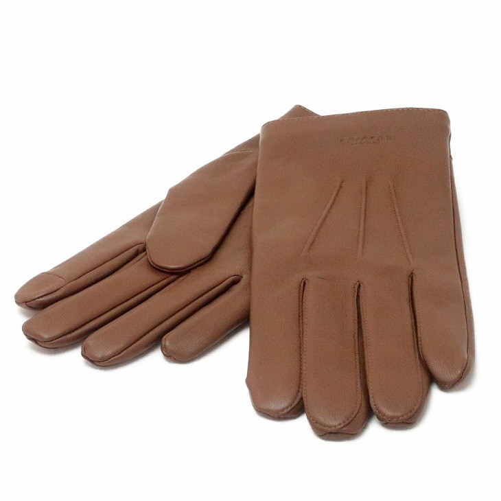 タグ付き新品】COACH コーチ 羊革メンズ レザー手袋 カシミヤ混 黒