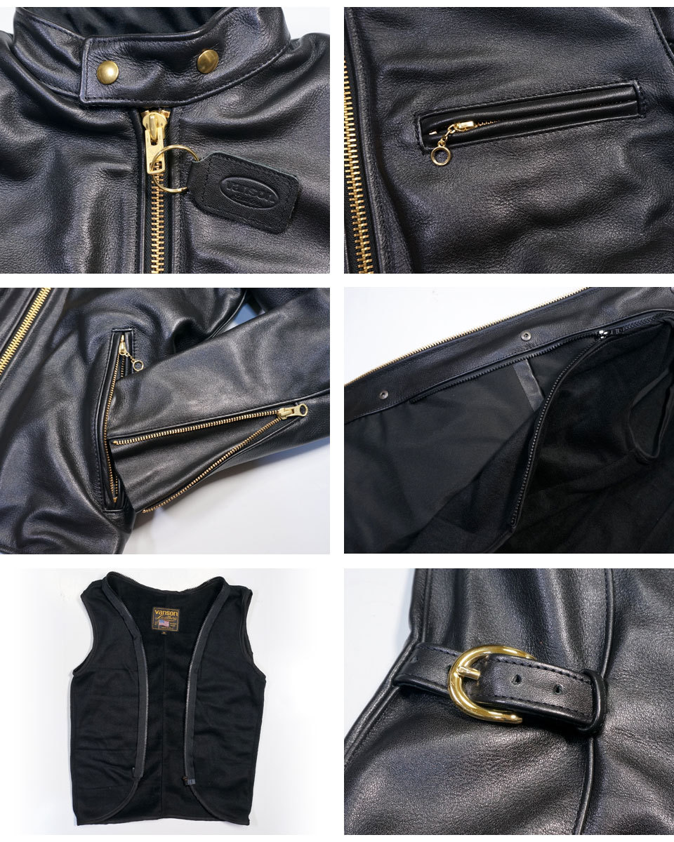 VANSON（バンソン） モデルBタイプ 立ち襟 シングルライダース レザー