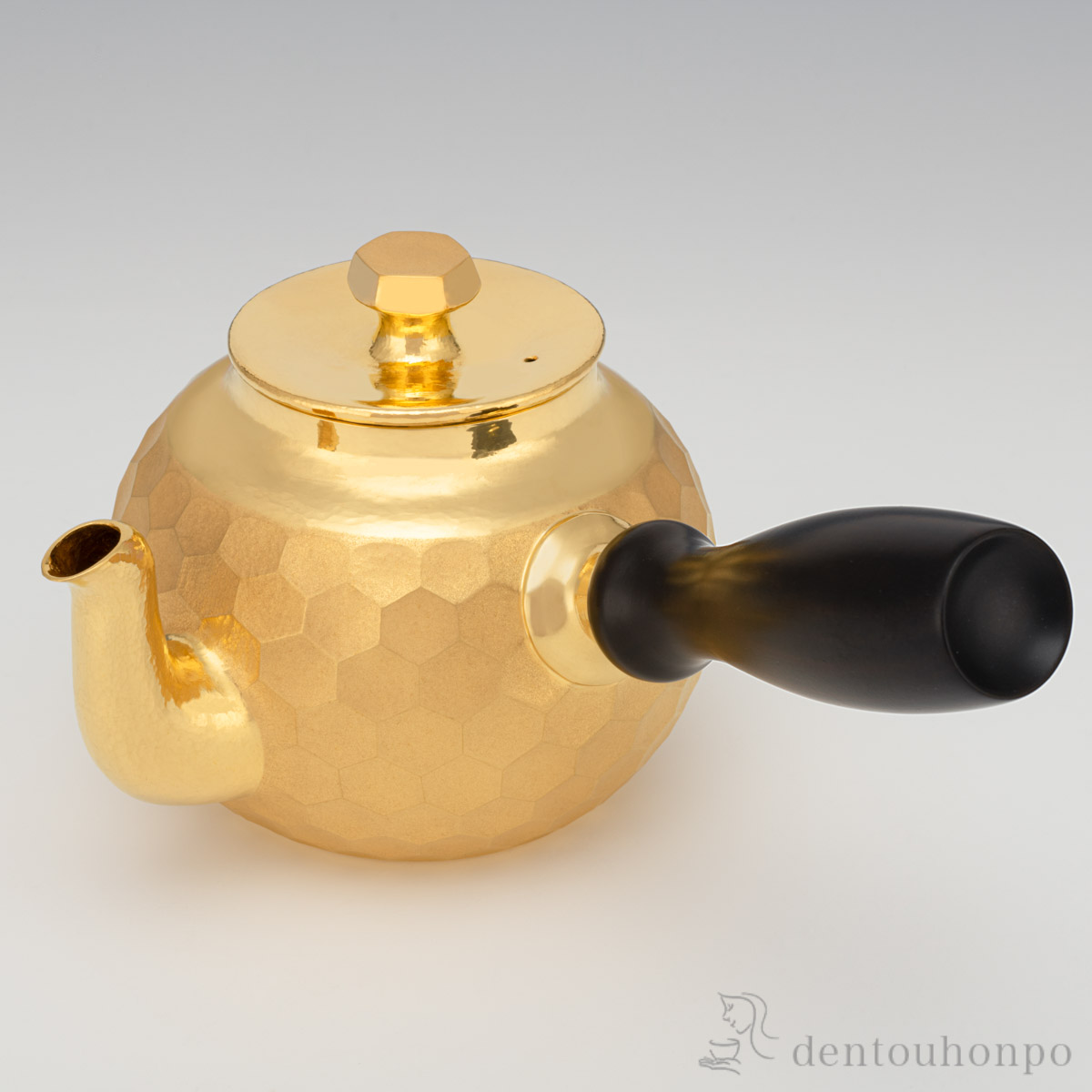 純金 急須 蓋口打出亀甲紋様 330g 2.8号 ( 木札名入れ有料 高級