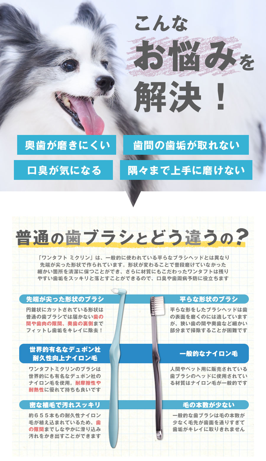 犬 歯ブラシ ワンタフト 「MICLIN」 S 歯ブラシ やわらかめ 犬