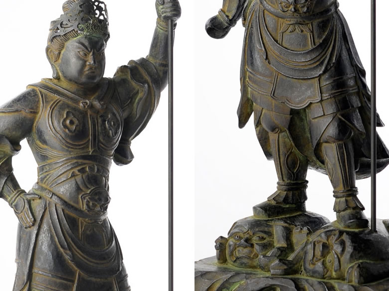 上杉謙信 銅像 置物 ブロンズ 金属製 馬 レトロ 戦国武将 武士 鎧 兜