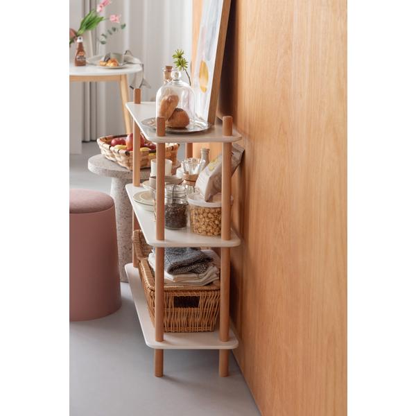 ラック 棚 収納 3段 白 ホワイト 木製 脚 支柱 飾り棚 オープンラック