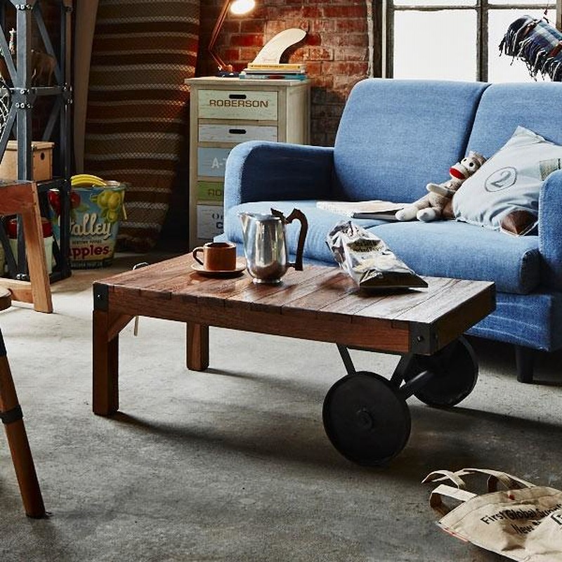 ローテーブル ブラウン インダストリアルデザイン トロリーテーブル