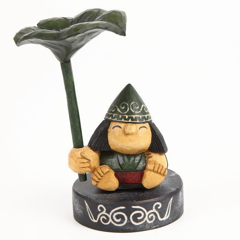 藤岡孝一 木彫 人形 コロポックル 花を持つ小人 北海道 置物