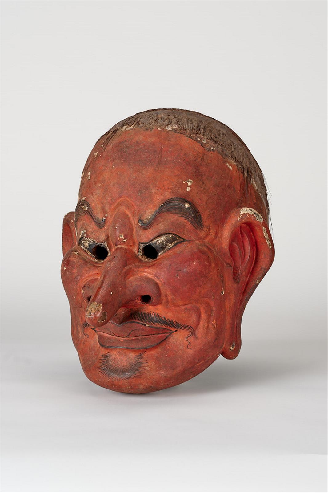 神楽面 能面 長い髪付き 猿田彦 天狗 天狗 天狗面 猿田彦 神楽面 お面