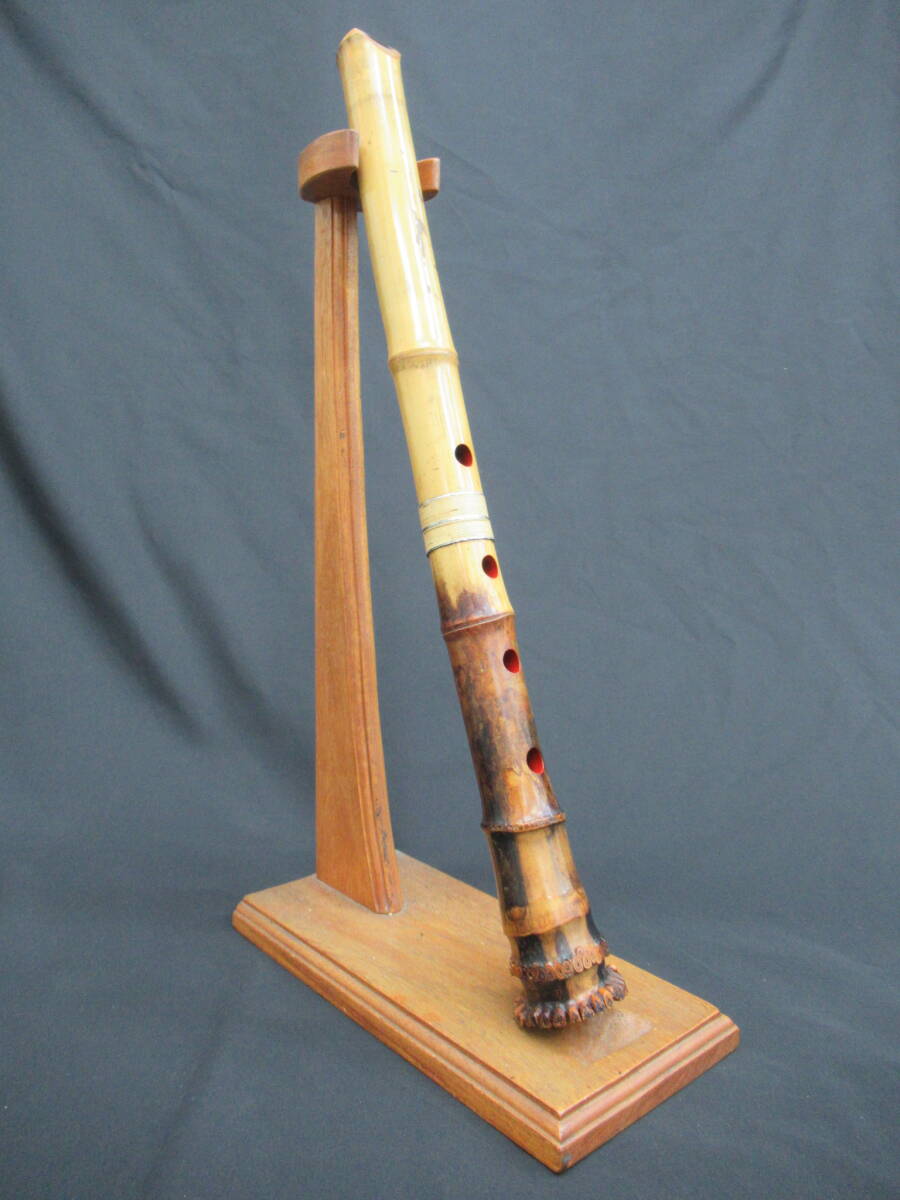 双丈銘 尺八 1尺8寸（約54.5cm）5穴 銀三線