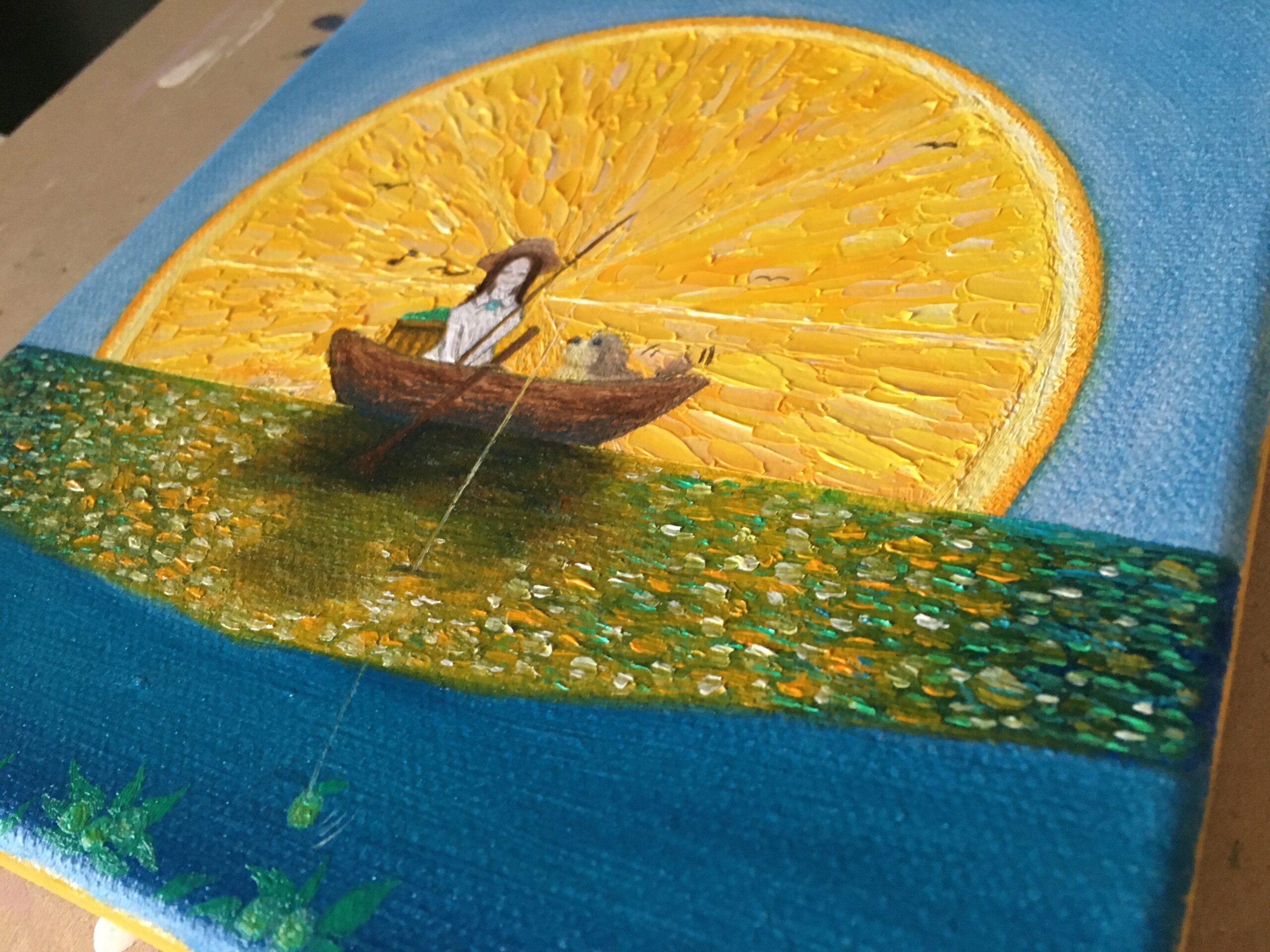 SEPTEMBER 油彩画 赤いリンゴとレモン りんごとレモン、透明水彩で描い