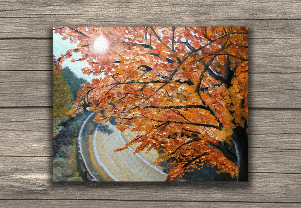 美品】「兼六園の秋」油絵 油彩画 風景画 F10号 秋の 「