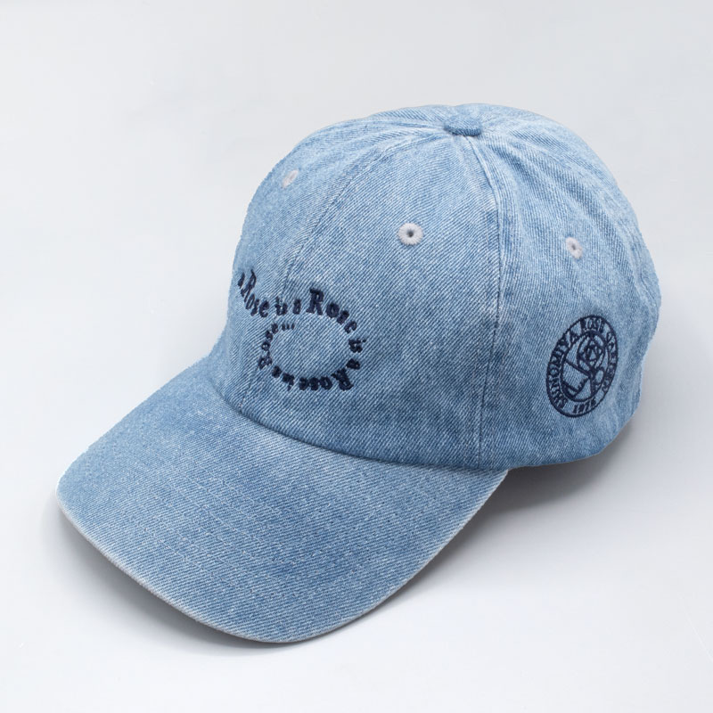 ライトブルーデニム×インディゴ刺繍】A rose is a roseキャップ 篠宮