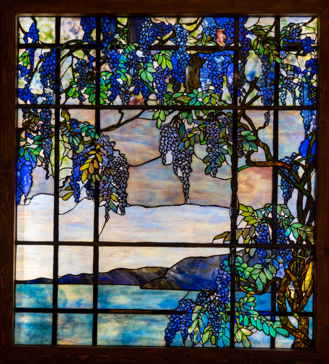 ルイス・C・ティファニー ヴィンテージ ステンドグラス 秋の風景 縦長