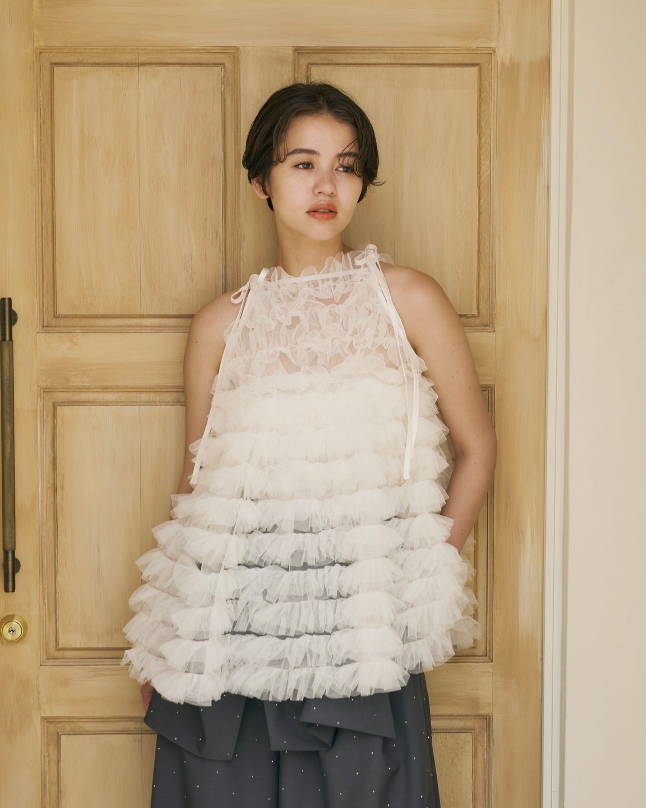 NOTRE emor tulle veil tops ピンク NOTRE emor /ノートルエモア tulle