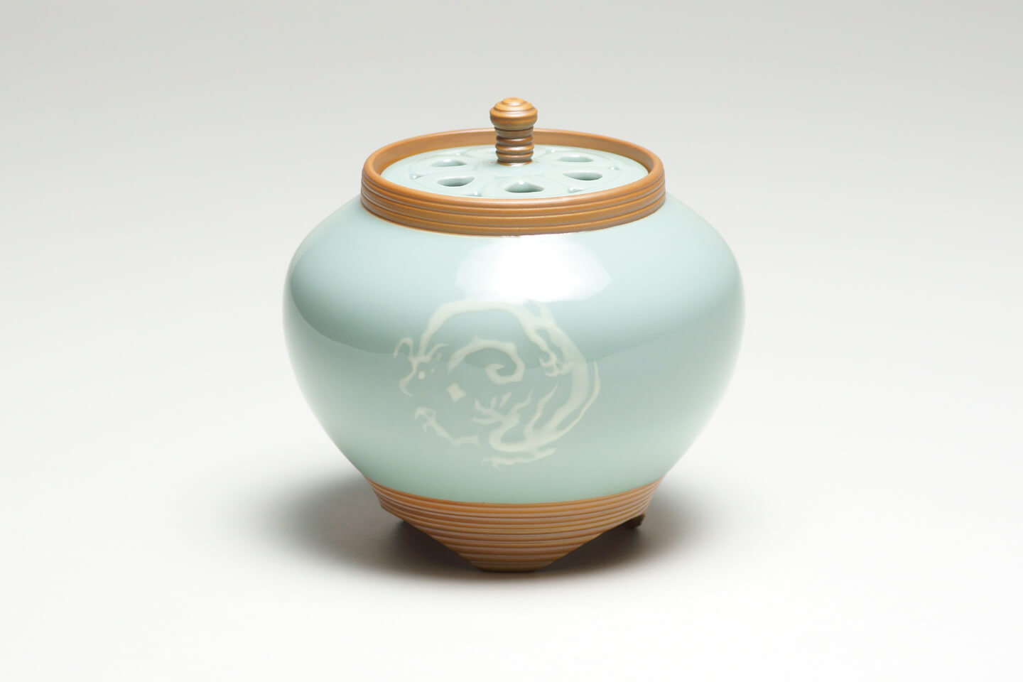 焼物香炉 祥竜盤香炉 香薫炉 香道 茶道 置物 装飾品 工芸品