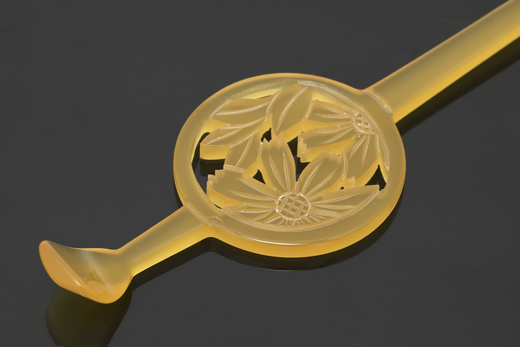 平打ち簪 飴色 イエロー クリア 髪飾り| きもの館 創美苑