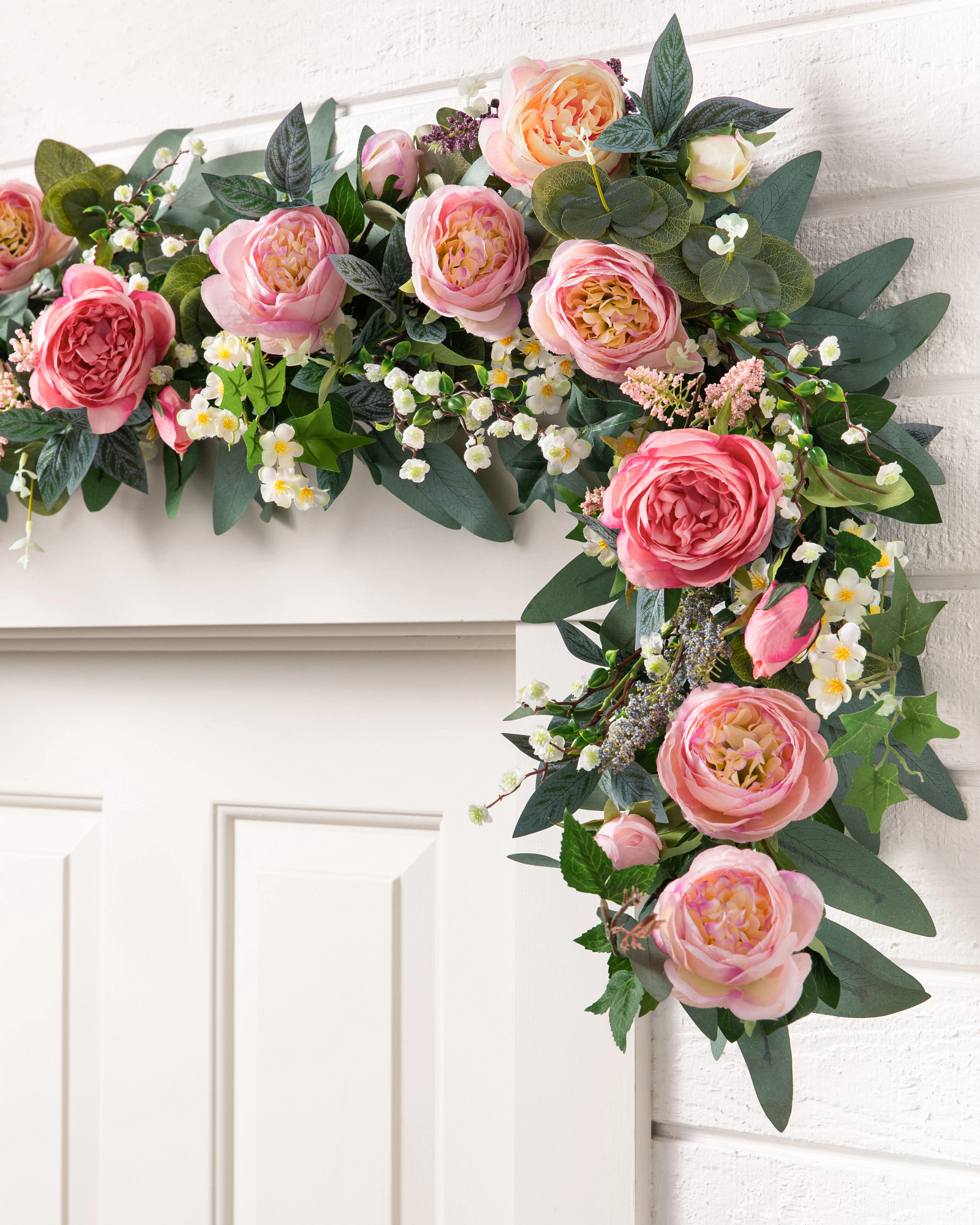 Outdoor Provence Rose Artificial Spring Garland | Balsam Hill