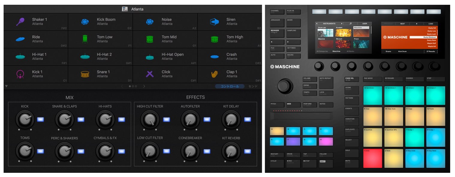 Maschineを使用してDAW純正のリズムソフトやサードパーティー音源を