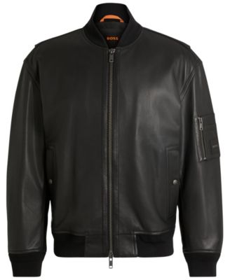 Hugo Boss Men's Relaxed-Fit Leather Jacket - Macy's