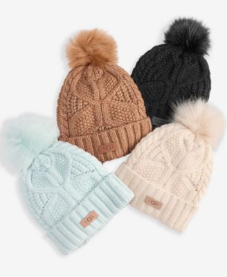 UGG® Cable Knit Pom Beanie - Macy's